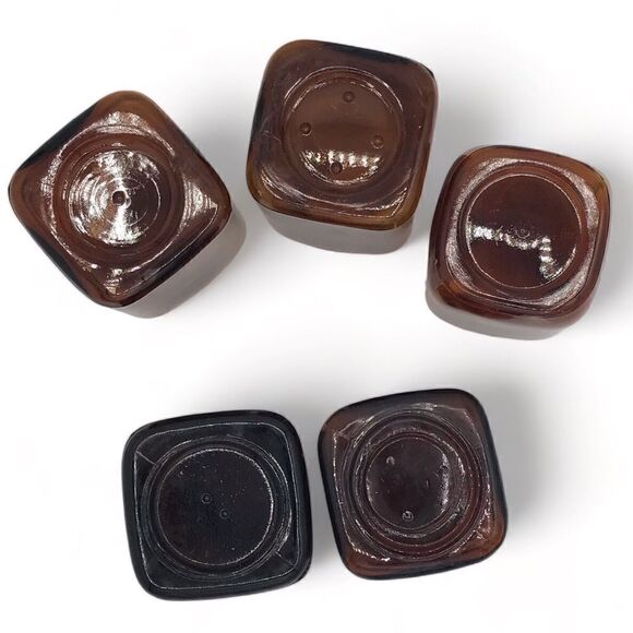 Vintage Squared Brown Glass Snuff Bottle Bundle of 5 - Picture 9 of 16